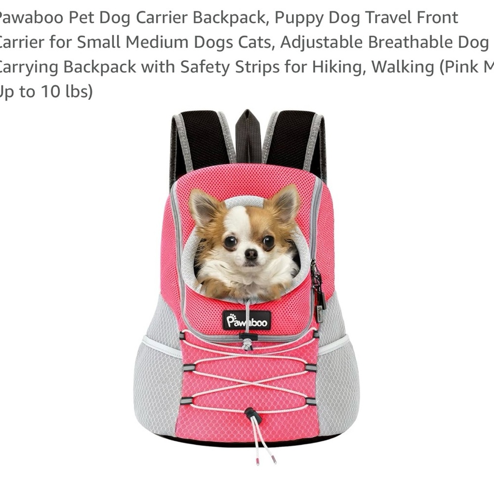 Pink and Gray Dog Carrier for Travel